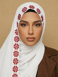 Tatreez Hijab White